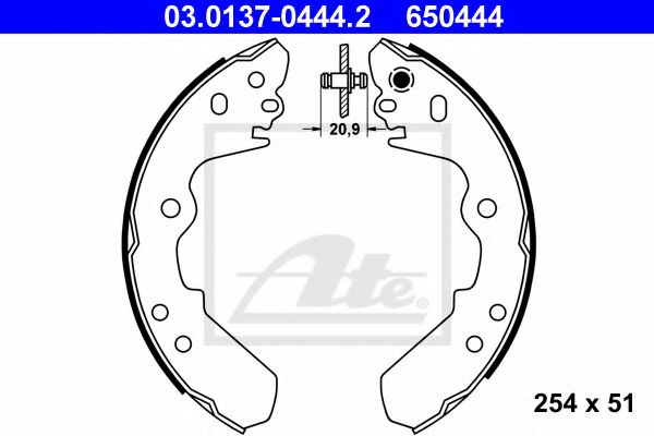 03.0137-0444.2 ATE Brake System Brake Shoe Set