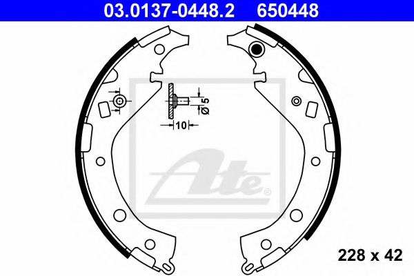 03.0137-0448.2 ATE Brake System Brake Shoe Set