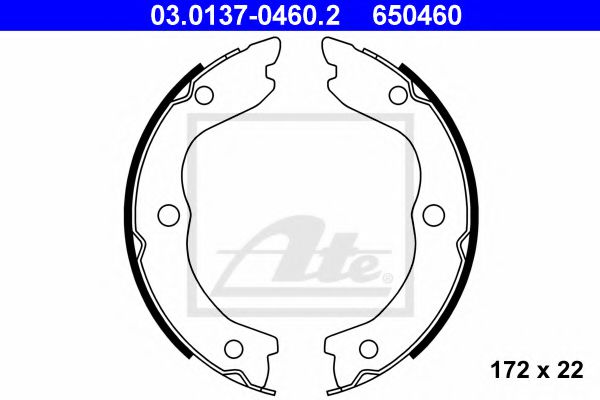 03.0137-0460.2 ATE Brake System Brake Shoe Set