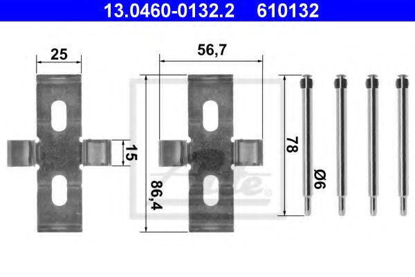 13.0460-0132.2 ATE Тормозная система Комплектующие, колодки дискового тормоза
