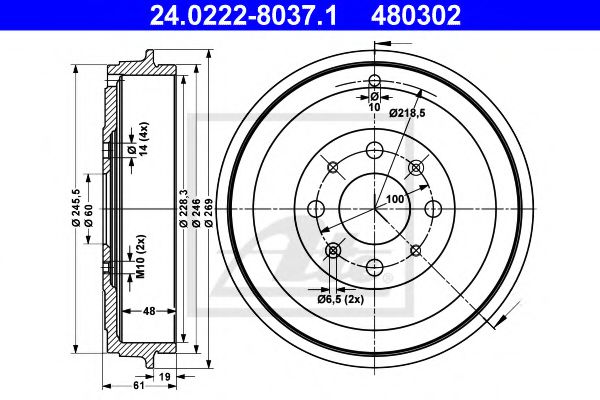24.0222-8037.1 ATE Тормозная система Тормозной барабан