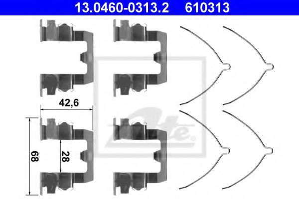 13.0460-0313.2 ATE Brake System Accessory Kit, disc brake pads