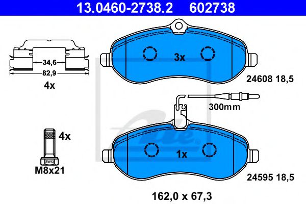 13.0460-2738.2 ATE Тормозная система Комплект тормозных колодок, дисковый тормоз