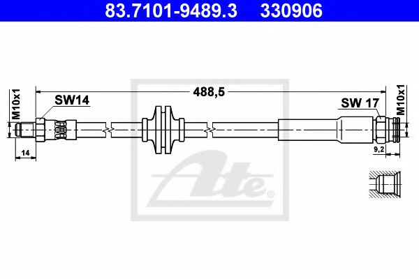 83.7101-9489.3 ATE Brake System Brake Hose