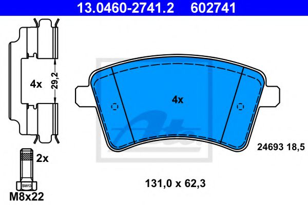 13.0460-2741.2 ATE Тормозная система Комплект тормозных колодок, дисковый тормоз