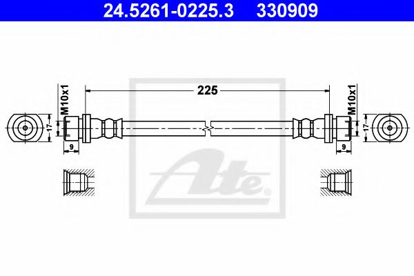 24.5261-0225.3 ATE Brake System Brake Hose
