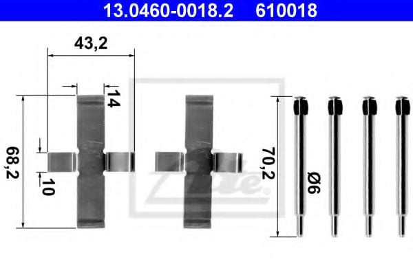 13.0460-0018.2 ATE Тормозная система Комплектующие, колодки дискового тормоза