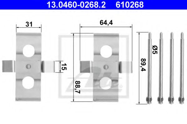 13.0460-0268.2 ATE Тормозная система Комплектующие, колодки дискового тормоза