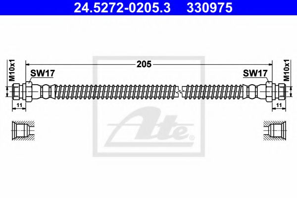 24.5272-0205.3 ATE Brake System Brake Hose