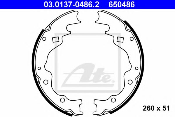 03.0137-0486.2 ATE Brake System Brake Shoe Set
