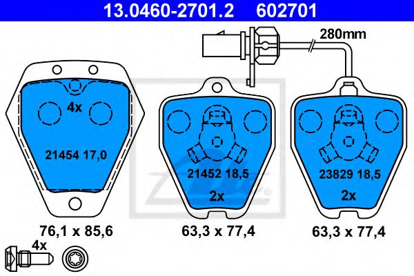 13.0460-2701.2 ATE Brake Pad Set, disc brake
