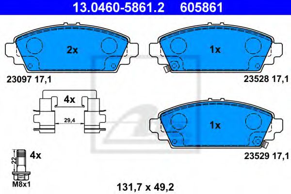 13.0460-5861.2 ATE Brake Pad Set, disc brake