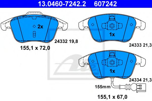 13.0460-7242.2 ATE Brake Pad Set, disc brake