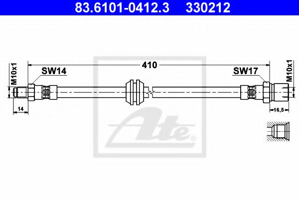 83.6101-0412.3 ATE Brake System Brake Hose