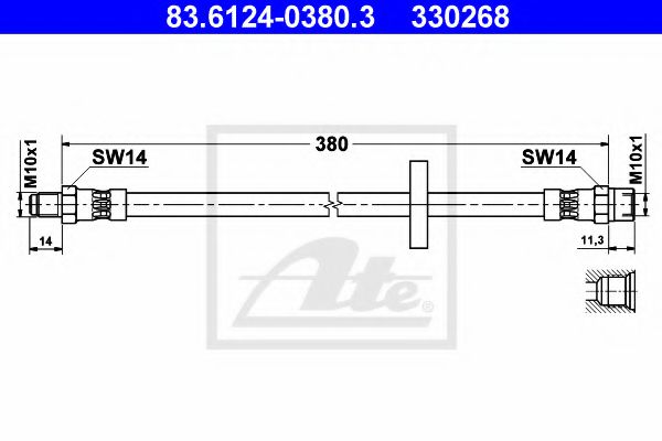83.6124-0380.3 ATE Brake System Brake Hose
