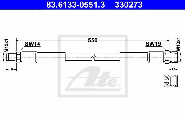 83.6133-0551.3 ATE Brake System Brake Hose
