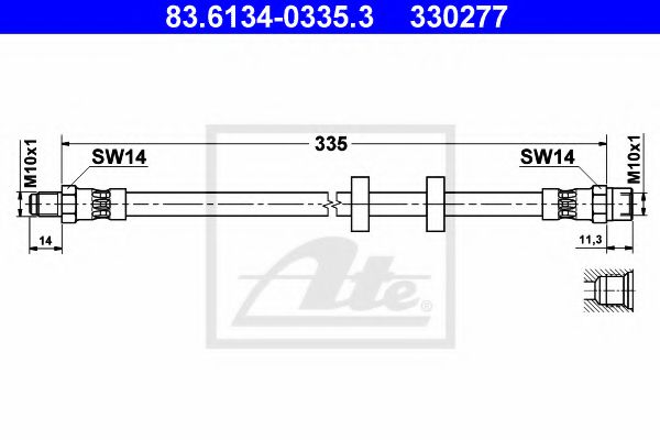 83.6134-0335.3 ATE Brake System Brake Hose