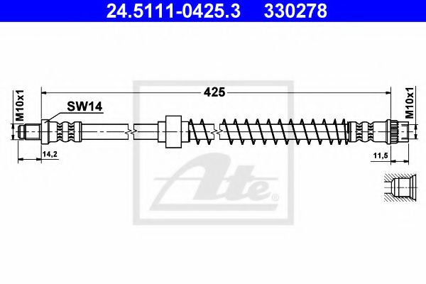 24.5111-0425.3 ATE Brake System Brake Hose