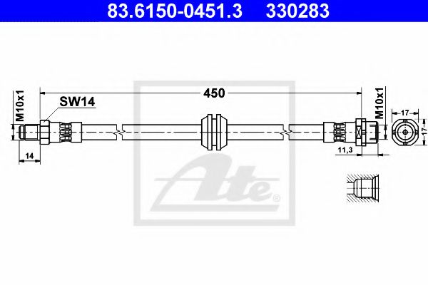 83.6150-0451.3 ATE Brake System Brake Hose