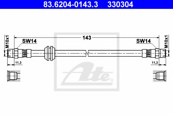 83.6204-0143.3 ATE Brake System Brake Hose