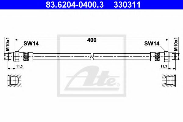 83.6204-0400.3 ATE Brake System Brake Hose
