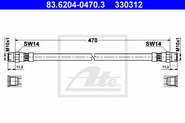 83.6204-0470.3 ATE Brake System Brake Hose