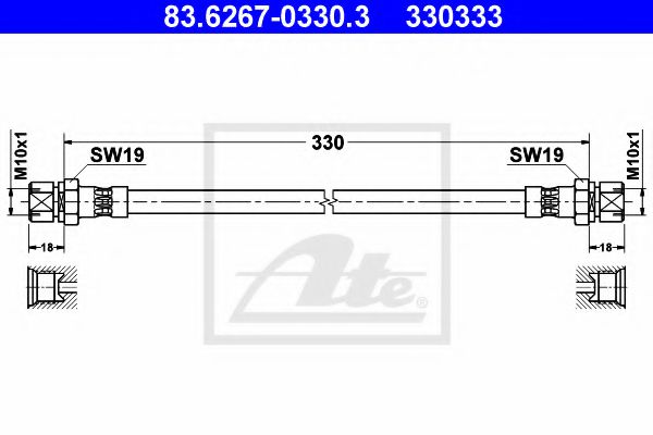 83.6267-0330.3 ATE Brake System Brake Hose