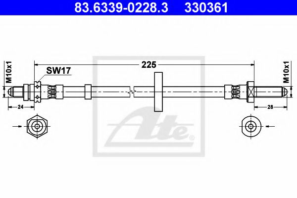 83.6339-0228.3 ATE Brake System Brake Hose