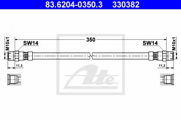 83.6204-0350.3 ATE Brake System Brake Hose
