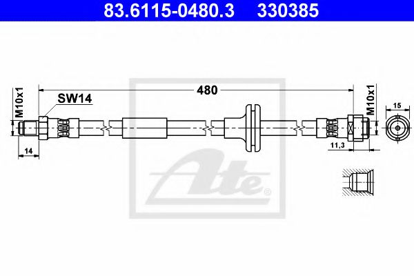 83.6115-0480.3 ATE Brake System Brake Hose