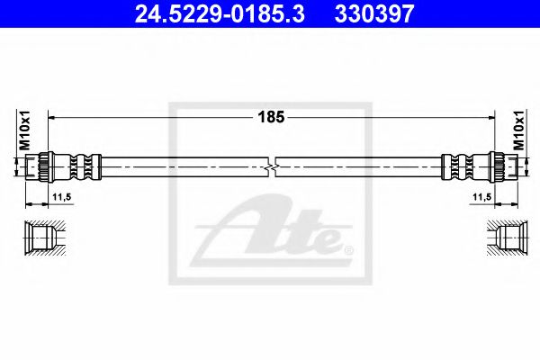 24.5229-0185.3 ATE Brake System Brake Hose