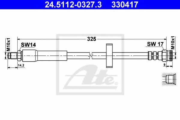 24.5112-0327.3 ATE Brake System Brake Hose