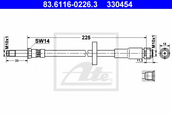 83.6116-0226.3 ATE Brake System Brake Hose