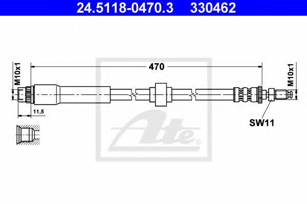 24.5118-0470.3 ATE Brake System Brake Hose