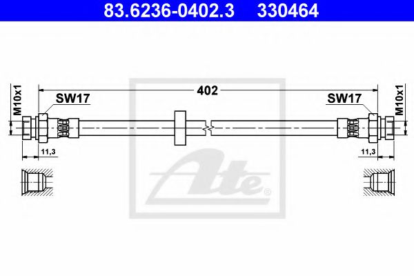 83.6236-0402.3 ATE Brake System Brake Hose