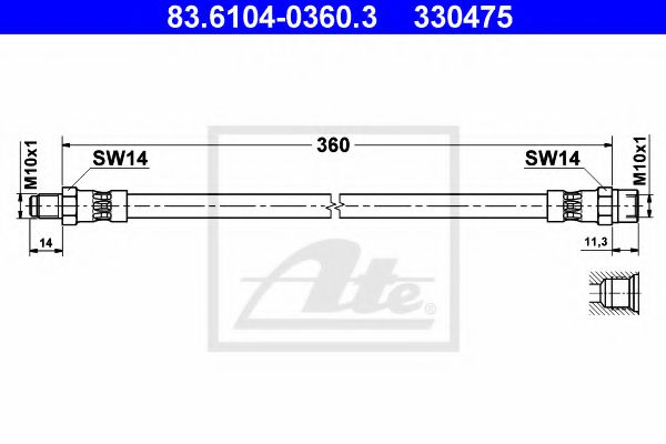 83.6104-0360.3 ATE Brake System Brake Hose