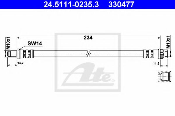 24.5111-0235.3 ATE Brake System Brake Hose