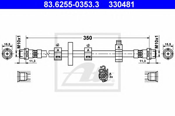 83.6255-0353.3 ATE Brake System Brake Hose