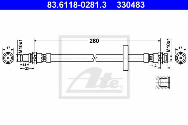 83.6118-0281.3 ATE Brake System Brake Hose