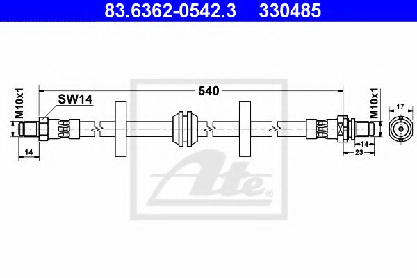 83.6362-0542.3 ATE Brake System Brake Hose