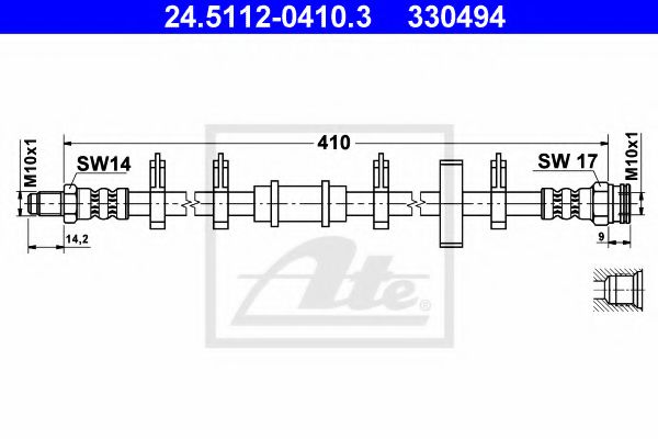24.5112-0410.3 ATE Brake System Brake Hose