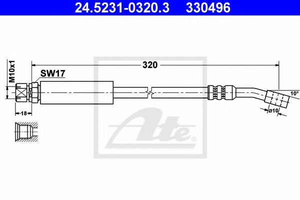 24.5231-0320.3 ATE Brake System Brake Hose