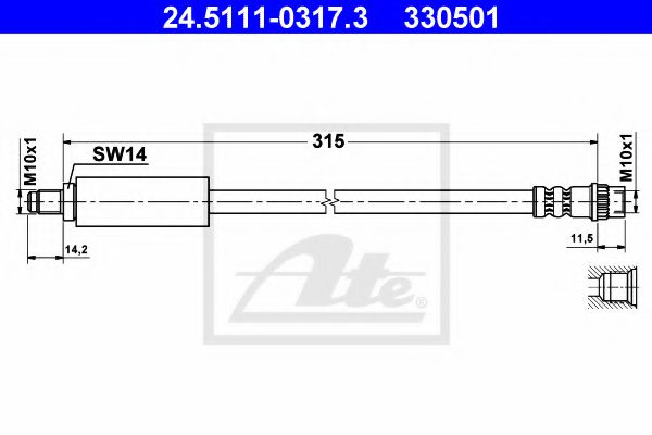 24.5111-0317.3 ATE Brake System Brake Hose