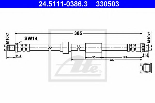 24.5111-0386.3 ATE Brake System Brake Hose
