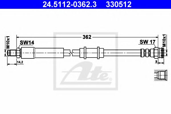 24.5112-0362.3 ATE Brake System Brake Hose