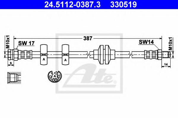 24.5112-0387.3 ATE Brake System Brake Hose