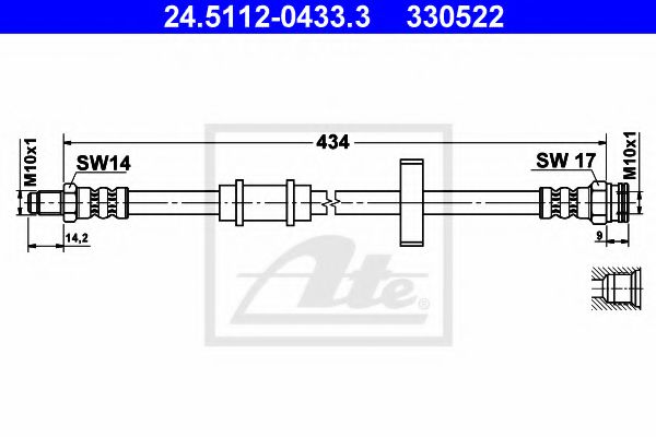 24.5112-0433.3 ATE Brake System Brake Hose