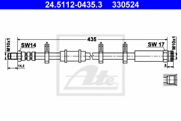 24.5112-0435.3 ATE Brake System Brake Hose