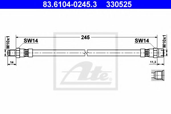 83.6104-0245.3 ATE Brake System Brake Hose