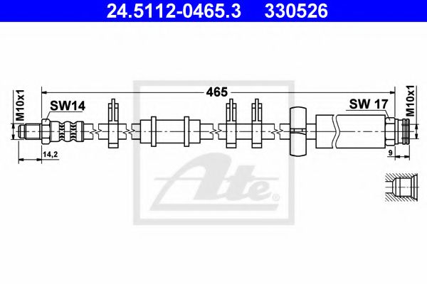 24.5112-0465.3 ATE Brake System Brake Hose